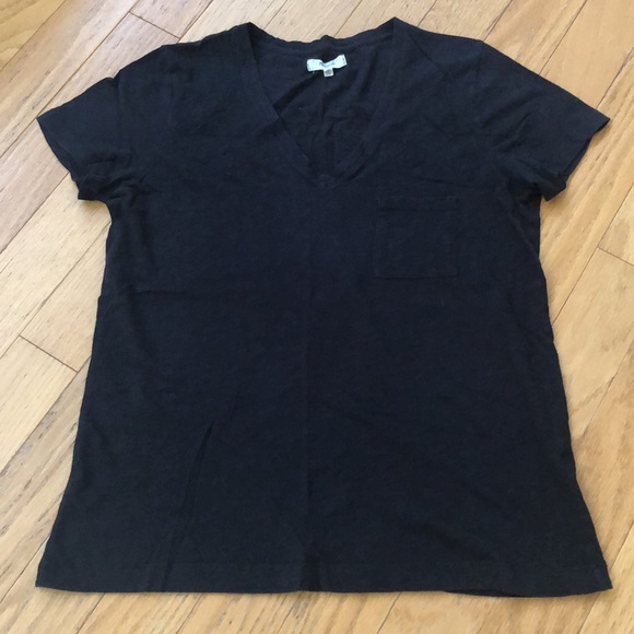 Madewell Whisper Cotton V-Neck w/ Pocket Black Cotton Tee w/ Front Pocket - Picture 4 of 12